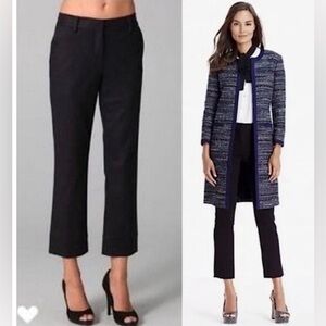 Diane Von Furstenberg Jackie O Black Cropped Ankle Split Pants Trousers Sz 2